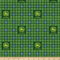 John Deere Green John Deere Tartan Green Fabric by the Yard
